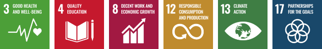 3.good health and well-being, 4.quality-education, 8.decent-work-and-economic-growth, 12.responsible-consumption-and-production, 13.climate-action, 17.partnerships-for-the-goals